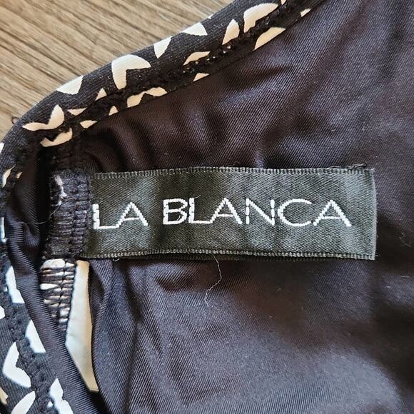 LA BLANCA Black White Arrow Sweetheart One Piece Swim Suit 6 - Picture 4 of 10